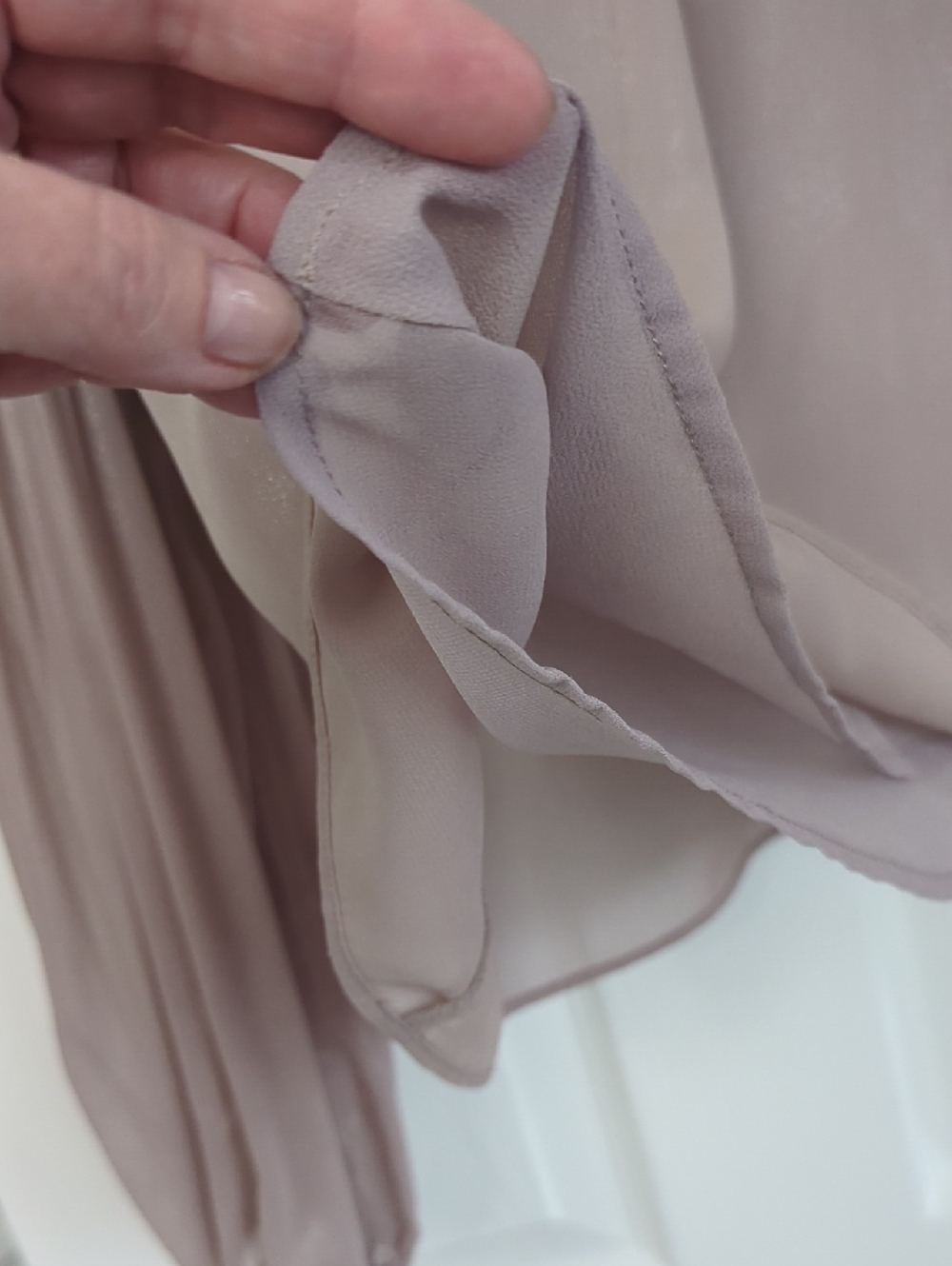 Adelyn Rae Pleated Ruffle V-Neck Blouse - Taupe - Picture 6 of 9